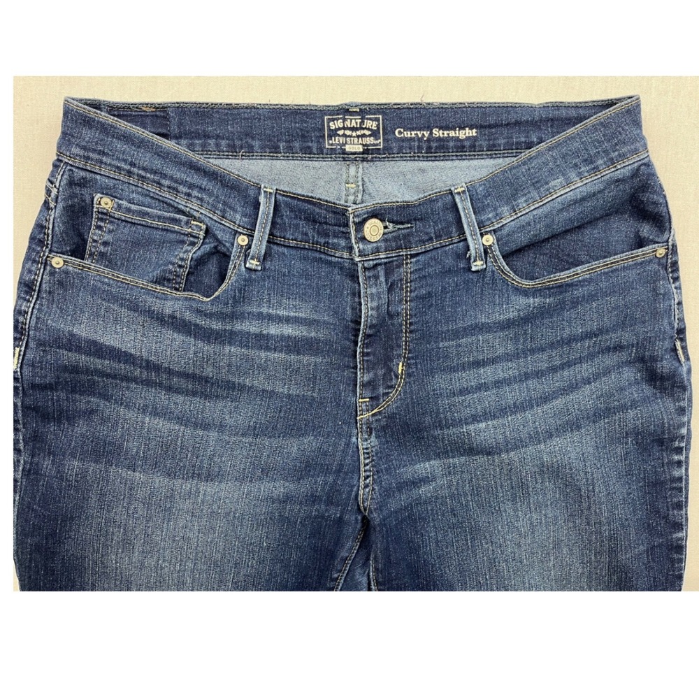 Signature by Levi Strauss Gold Label Curvy Straight Jeans Blue 14L W32 L34
